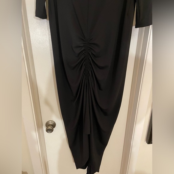 Simply Mila Gathered Black Hi-Lo Dress - Timeless Elegance with a Modern Twist - Picture 7 of 8